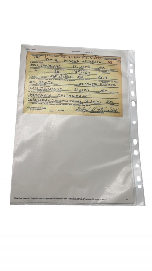Casquette US Enlisted Men Nominative Floyd D. Weinerth – Image 12