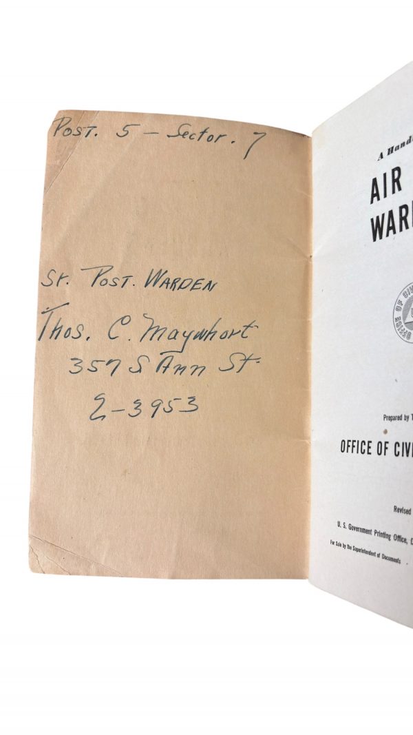 A Handbook for Air Raid Wardens 1941 Nominatif – Image 2