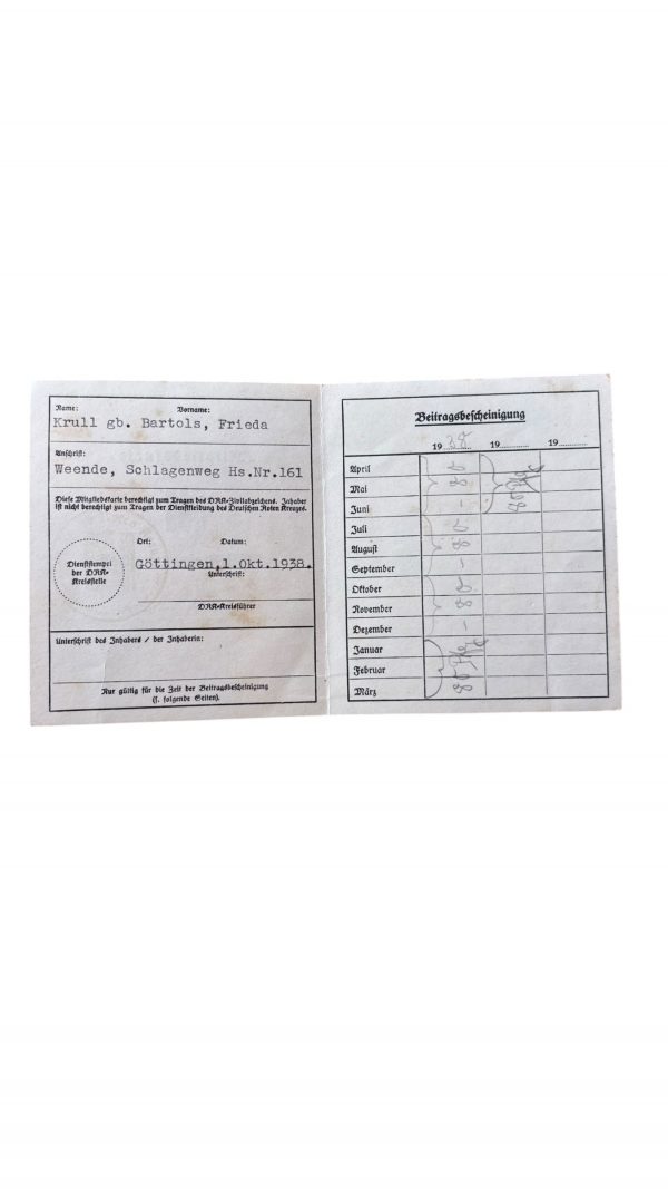 Carte de membre du Deutsches Rotes Kreuz DRK – Image 2