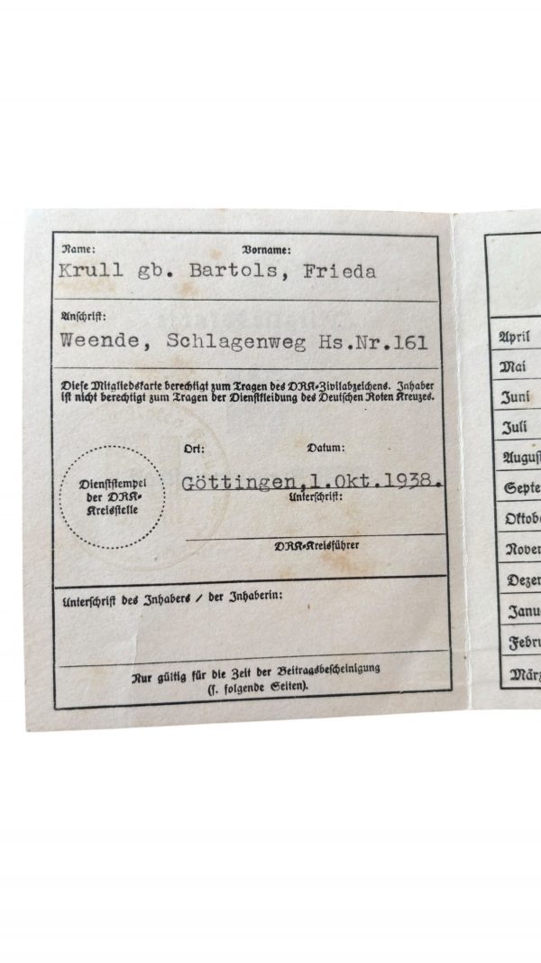 Carte de membre du Deutsches Rotes Kreuz DRK – Image 3