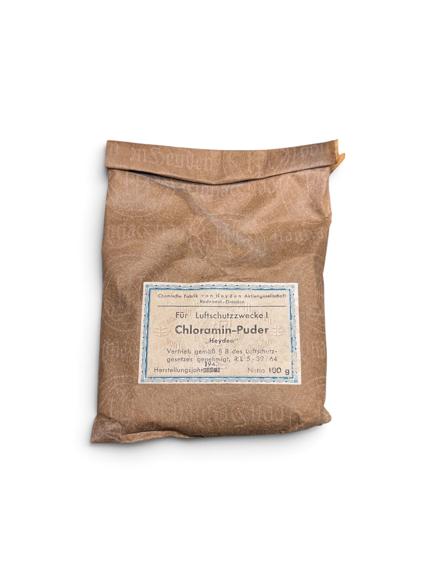 Sachet Chloramin-Puder Allemand 1942 WWII